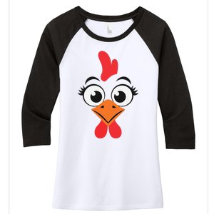 Chicken Hen Face Costume Gift Women's Tri-Blend 3/4-Sleeve Raglan Shirt