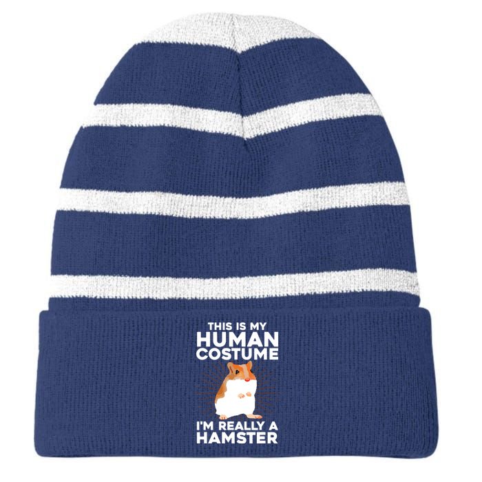 Cool Hamster For Men Women Hamster Lover Animal Costume Striped Beanie with Solid Band