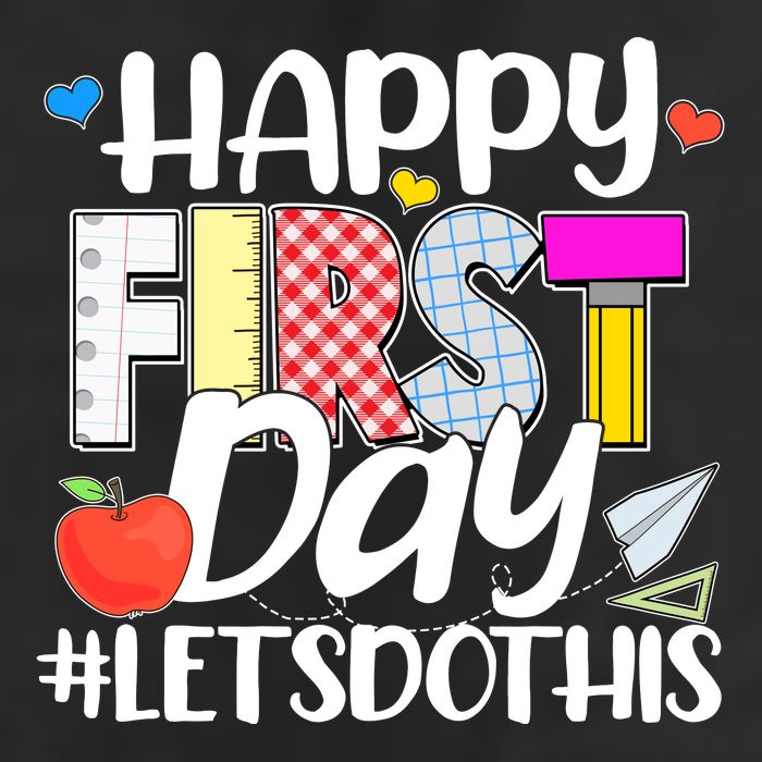 Cute Happy First Day #Lets Do This 7 Panel Mesh Trucker Snapback Hat