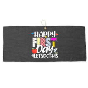 Cute Happy First Day #Lets Do This Large Microfiber Waffle Golf Towel