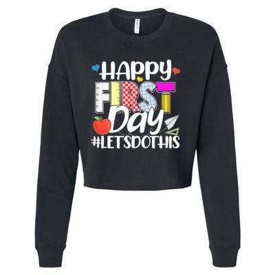 Cute Happy First Day #Lets Do This Cropped Pullover Crew
