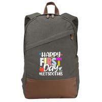 Cute Happy First Day #Lets Do This Cotton Canvas Backpack