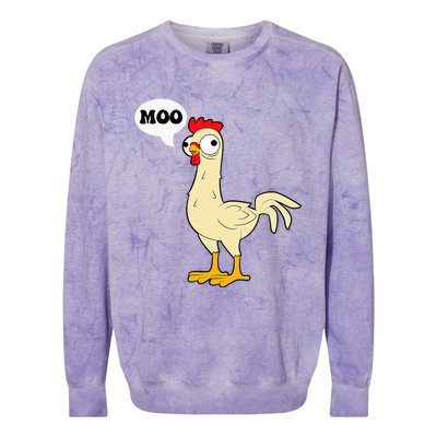 Chicken Hen Fowl Cow Funny Joke Dad Joke Colorblast Crewneck Sweatshirt