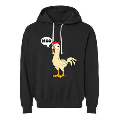 Chicken Hen Fowl Cow Funny Joke Dad Joke Garment-Dyed Fleece Hoodie