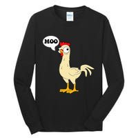 Chicken Hen Fowl Cow Funny Joke Dad Joke Tall Long Sleeve T-Shirt