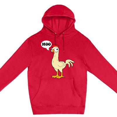 Chicken Hen Fowl Cow Funny Joke Dad Joke Premium Pullover Hoodie