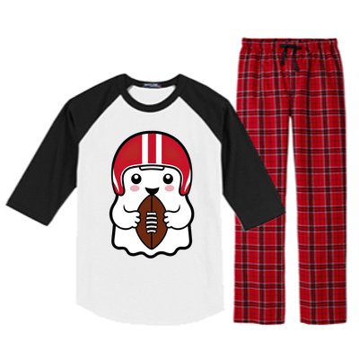 Cute Halloween Football Ghost Fun Sports Apparel Raglan Sleeve Pajama Set