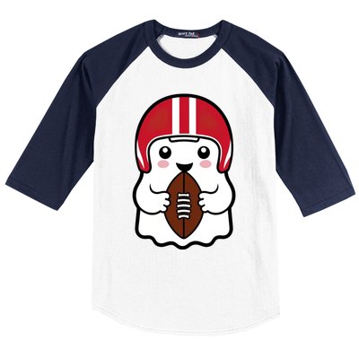 Cute Halloween Football Ghost Fun Sports Apparel Baseball Sleeve Shirt