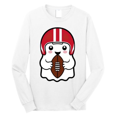 Cute Halloween Football Ghost Fun Sports Apparel Long Sleeve Shirt