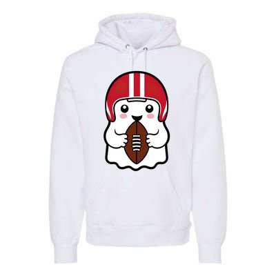 Cute Halloween Football Ghost Fun Sports Apparel Premium Hoodie