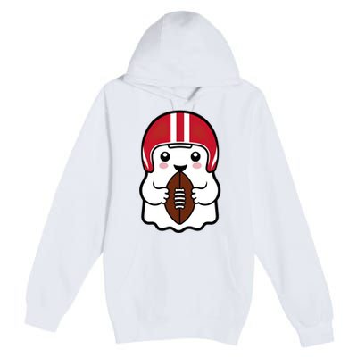 Cute Halloween Football Ghost Fun Sports Apparel Premium Pullover Hoodie