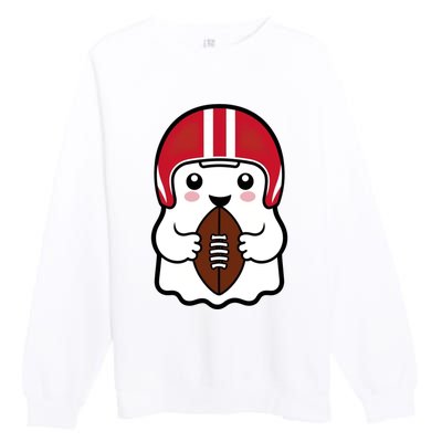 Cute Halloween Football Ghost Fun Sports Apparel Premium Crewneck Sweatshirt