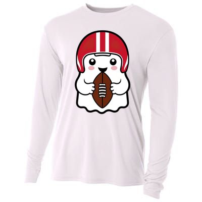 Cute Halloween Football Ghost Fun Sports Apparel Cooling Performance Long Sleeve Crew