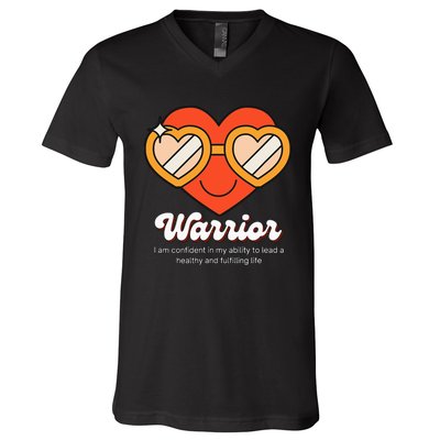 Congestive Heart Failure Warrior - Heart Health Motivation V-Neck T-Shirt