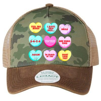 Conversation Hearts Funny Dance Teacher Happy Valentines Day Legacy Tie Dye Trucker Hat