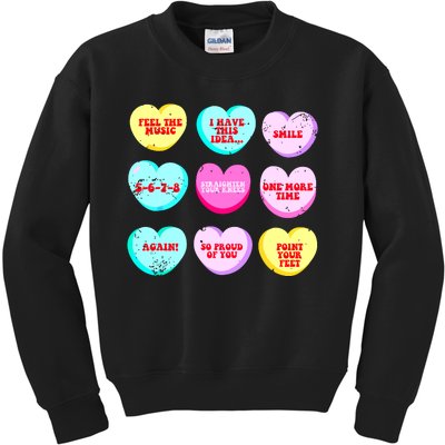 Conversation Hearts Funny Dance Teacher Happy Valentines Day Kids Sweatshirt