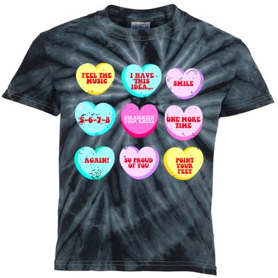 Conversation Hearts Funny Dance Teacher Happy Valentines Day Kids Tie-Dye T-Shirt