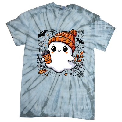 Cute Halloween For Women Halloween Ghost Coffee Women Tie-Dye T-Shirt