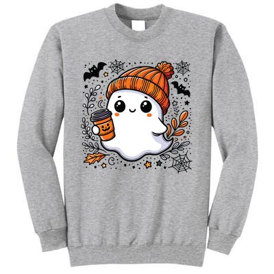 Cute Halloween For Women Halloween Ghost Coffee Women Tall Sweatshirt