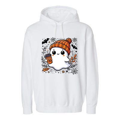 Cute Halloween For Women Halloween Ghost Coffee Women Garment-Dyed Fleece Hoodie