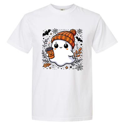 Cute Halloween For Women Halloween Ghost Coffee Women Garment-Dyed Heavyweight T-Shirt