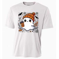 Cute Halloween For Women Halloween Ghost Coffee Women Cooling Performance Crew T-Shirt