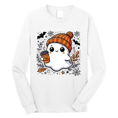 Cute Halloween For Women Halloween Ghost Coffee Women Long Sleeve Shirt