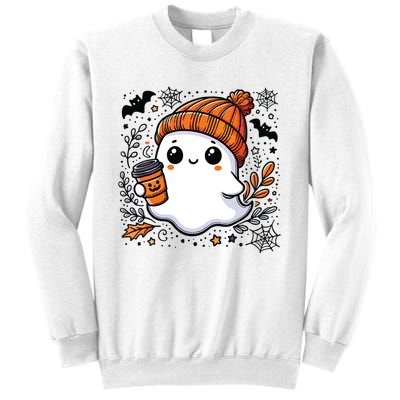 Cute Halloween For Women Halloween Ghost Coffee Women Sweatshirt