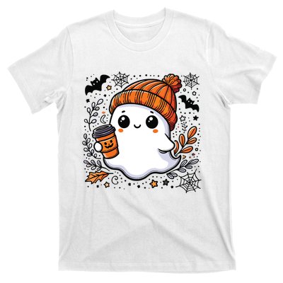 Cute Halloween For Women Halloween Ghost Coffee Women T-Shirt