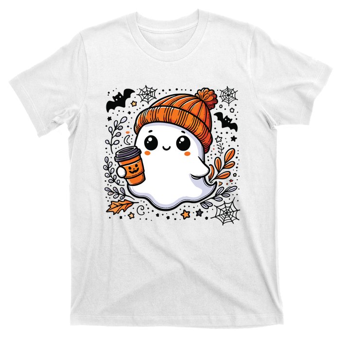 Cute Halloween For Women Halloween Ghost Coffee Women T-Shirt