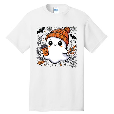 Cute Halloween For Women Halloween Ghost Coffee Women Tall T-Shirt