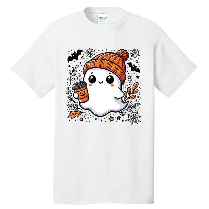 Cute Halloween For Women Halloween Ghost Coffee Women Tall T-Shirt