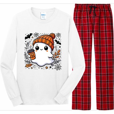 Cute Halloween For Women Halloween Ghost Coffee Women Long Sleeve Pajama Set