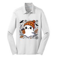 Cute Halloween For Women Halloween Ghost Coffee Women Silk Touch Performance Long Sleeve Polo