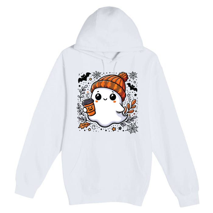 Cute Halloween For Women Halloween Ghost Coffee Women Premium Pullover Hoodie