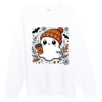 Cute Halloween For Women Halloween Ghost Coffee Women Premium Crewneck Sweatshirt