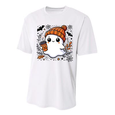 Cute Halloween For Women Halloween Ghost Coffee Women Performance Sprint T-Shirt