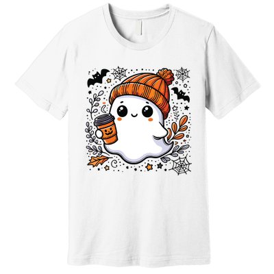 Cute Halloween For Women Halloween Ghost Coffee Women Premium T-Shirt