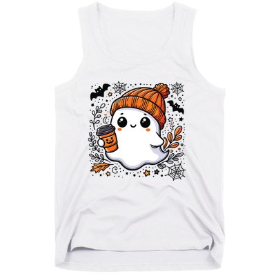 Cute Halloween For Women Halloween Ghost Coffee Women Tank Top