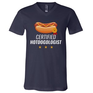 Certified Hotdogologist Funny HOT DOG Gift Hotdog V-Neck T-Shirt