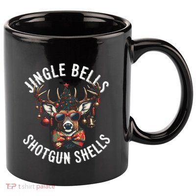 Christmas Holiday Funny Jingles Bells Shotgun Shells 11oz C Handle Ceramic Mug