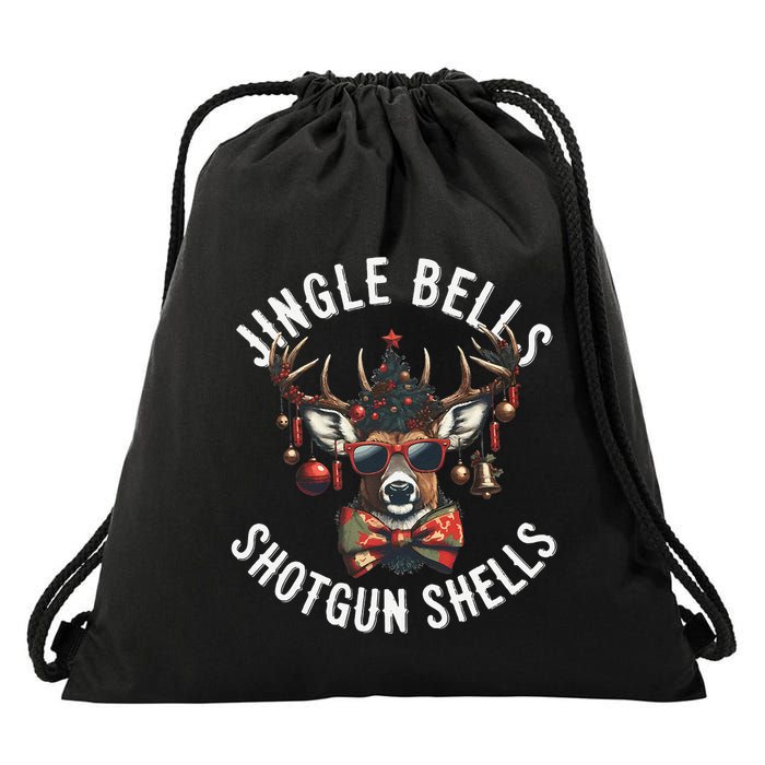 Christmas Holiday Funny Jingles Bells Shotgun Shells Drawstring Bag