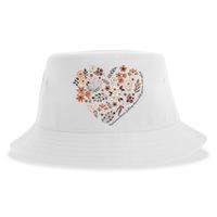 Cute Heart Fall Vibes Autumn Leaves Vintage Thanksgiving Sustainable Bucket Hat