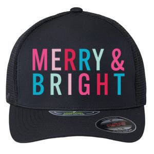 Christmas Holiday Graphic Merry And Bright Long Sleeve Flexfit Unipanel Trucker Cap