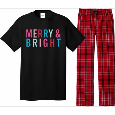 Christmas Holiday Graphic Merry And Bright Long Sleeve Pajama Set