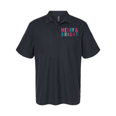 Christmas Holiday Graphic Merry And Bright Long Sleeve Softstyle Adult Sport Polo