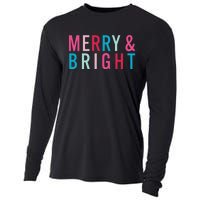 Christmas Holiday Graphic Merry And Bright Long Sleeve Cooling Performance Long Sleeve Crew