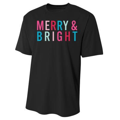 Christmas Holiday Graphic Merry And Bright Long Sleeve Performance Sprint T-Shirt