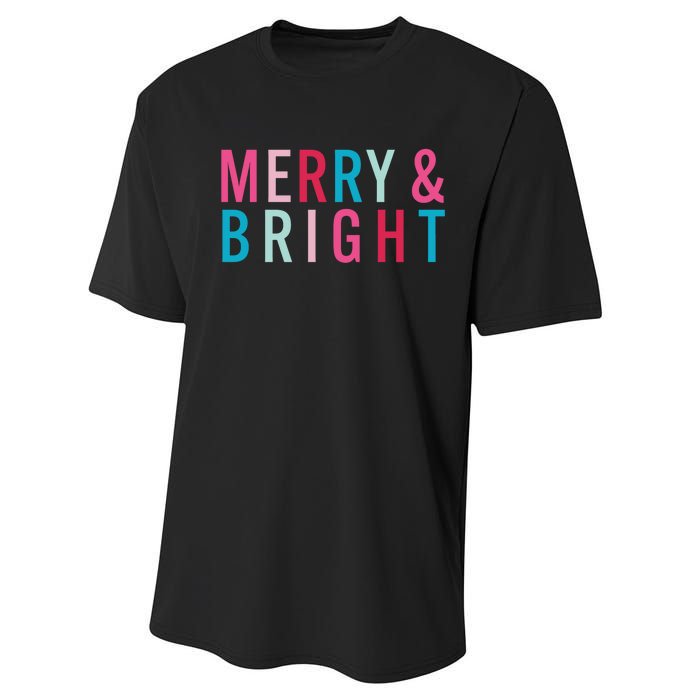 Christmas Holiday Graphic Merry And Bright Long Sleeve Performance Sprint T-Shirt