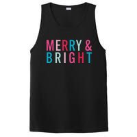 Christmas Holiday Graphic Merry And Bright Long Sleeve PosiCharge Competitor Tank